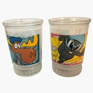 The Adventures Of Rocky  Bullwinkle Glasses 1 2 Bama Vintage Universal Studios
